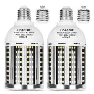2 Pack 800W Equivalent Led Corn Light Bulb 8000 Lumen 5000K Daylight White - Picture 1 of 6