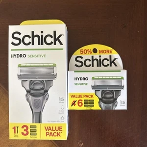 Schick Hydro Sensitive Razor Blade Refills 6ct & Schick Razor Value Pack 1 + 3 - Picture 1 of 1