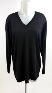WINSER LONDON Black 100% Merino Wool V-Neck Sweater Jumper Size L - Picture 1 of 3