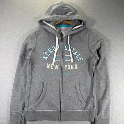 Aeropostale Mujer Gris Cremallera Sudadera con Capucha Nueva York Gráfico Talla Grande Foto 1 de 4