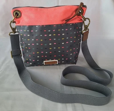 Cartera Bandolera o Bolso de Hombro Fossil Keely Gris Y Punto Rosa  Foto 1 de 4