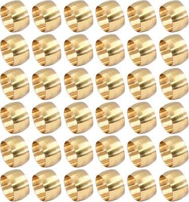 50 Pcs Brass Compression Fitting Ferrule Sleeve, 5/16" Tube OD Brass Compression - Image 1 of 4