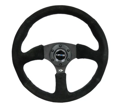 NRG Steering Wheel 350mm Suede / Black Stitch / Aluminum Matte Black Spoke - Image 1 of 4
