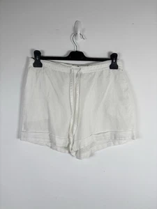 Toast Size UK 12 Linen Cotton Blend Turn Up Ivory White Shorts Tie Waist Pockets - Picture 1 of 10