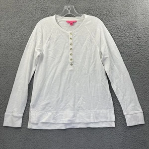 NWOT Lilly Pulitzer Leeson Cotton Sweatshirt Henley Beach Preppy Women's Small - Picture 1 of 7