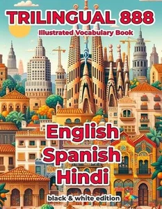 Trilingual 888 English Spanish Hindi Illustrated Vocabulary Book: Help your chil - Picture 1 of 1
