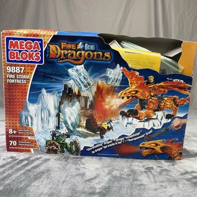Vintage 2004 Mega Bloks Dragons Fire & Ice Fire Storm Fortress Set 9887 - Image 1 of 4
