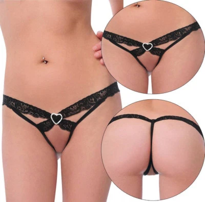 Women Lace G-string Lingerie Briefs Underwear Panties Thong Knickers Open Crotch - Image 1 of 4