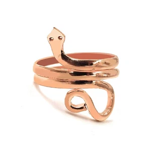 Snake Adjustable Pure Copper Rings for Men, Women Designer Prong Naga Or Serpent - Picture 1 of 8
