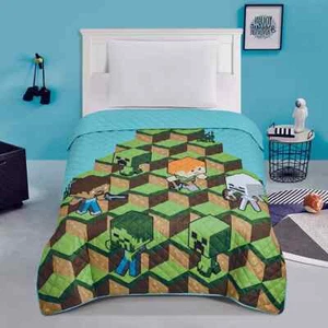 Minecraft Blocks Twin/Full Quilted Bedspread 55 x 75 Inches - Picture 1 of 3