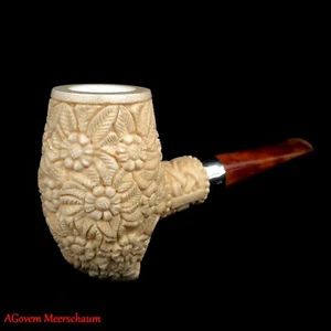 Pipa de espuma de mar ornamento pico con plata 925, pipa AGovem para fumar AGM935 - Imagen 1 de 12