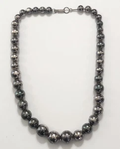 Vtg Mexico Sterling Silver Navajo Pearl Bead Necklace Native Indian Tribal - Picture 1 of 9