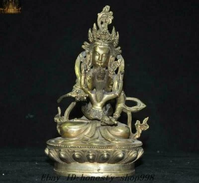 7'' Tibet Tantra Buddhism Brass Yab-Yum Mandkesvara Hevajra Happy Buddha Statue - Image 1 of 4