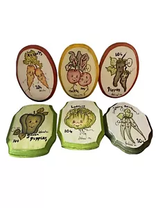 VTG Lavern ‘80 & ‘84 Garden Vegetable Hand-painted Wooden Plaques - Set of 6 - Picture 1 of 8