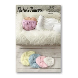 Knitting Pattern for Preemie Baby Hats -5 size KP708 - Picture 1 of 11