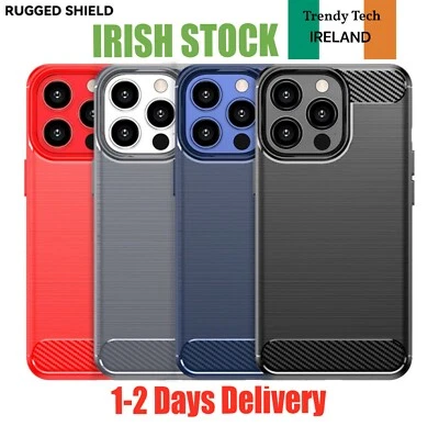 Shockproof Case For iPhone 12 , 13 PRO ,  MAX , Mini Carbon Fibre Design Cover - Image 1 of 4
