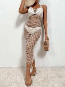 Vestido de playa de lujo desnudo crochet con tanque largo - Imagen 1 de 3