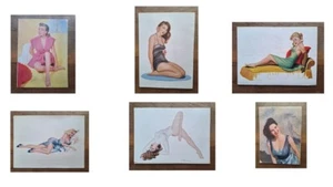 6 1960’s glamour model magazine tip in art sheets 1 x John Pollack aft Vargas - Picture 1 of 7