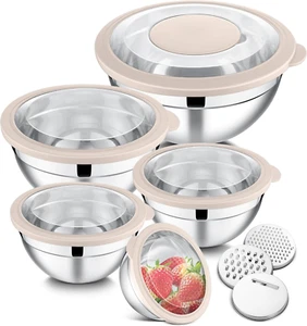 Mixing Bowls Set of 5, Stainless Steel Salad Mixing Bowl with Transparent Lid... - Picture 1 of 1