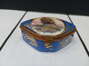 Limoges klappbare Schmuckschachtel - Segelschiff Dekor - Bild 1 von 8