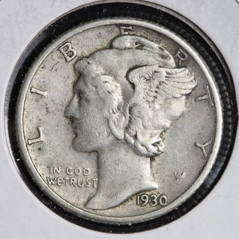 1930 Mercury Silver Dime CHOICE AU E230 KCG Cover