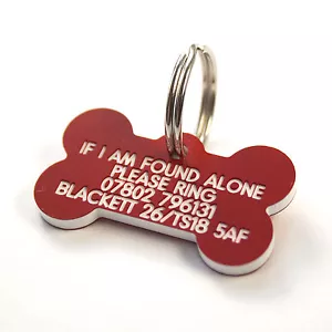 Etiqueta Plástica Grabada Perro Forma Hueso 39mm x 22mm 7 Colores Personalizada - Imagen 1 de 8