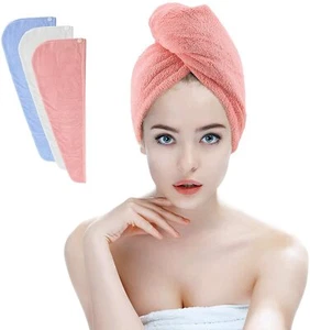 Microfiber Hair Towel Wraps All Hair Types Lengths 3 pack Quick Dry Soft NEW - Picture 1 of 3