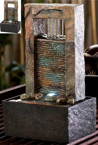 ARCHITECTURAL LED LIGHTED TRANQUIL CASCADING WATER TABLETOP FOUNTAIN ** NIB - Picture 1 of 12