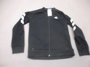ADIDAS Size 6 Girls Black Full Zip High Neck Zip Pocket Slim Track Jacket 078 - Picture 1 of 7