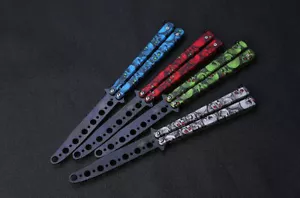 Camping Practice Butterfly Knife Comb Stainless Steel Dull Balisong Trainer AU - Picture 1 of 11
