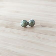 Unakite natural gemstones 10mm handmade stainless Steel stud Earrings