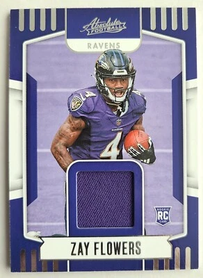 2023 Zay Flowers Panini Absolute Football RC Rookie Patch #ARM-9 Ravens - Image 1 of 2