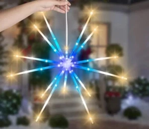 Gemmy LED LightShow Hanging Christmas Starburst Decoration White/Blue 22" New - Picture 1 of 4