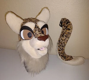 Cocoa Leopard Fursuit Partial Animal Costume Mascot Head And Tail! - Picture 1 of 13