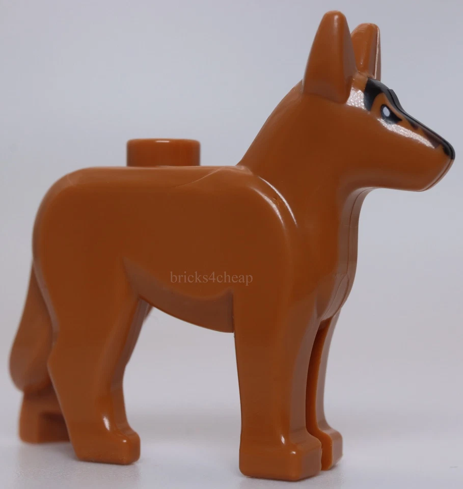 Lego Perro Pastor Alemán Alsaciano Ojos Negros Nariz Brillante y Hocico Marrón Oscuro Foto 1 de 2