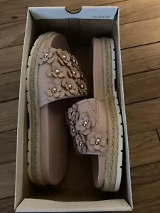 ESPRIT shoes women sandals/slides -Pink 3D flowers-Espadrille platform - Picture 1 of 4