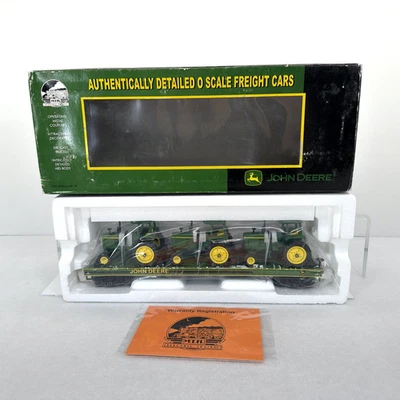 MTH Premier 20-98426 John Deere Flat Car w (3) 4230 DC Tractors O Gauge New - Image 1 of 4