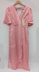 LIQUORISH Bridesmaid Satin Wrap Midaxi Dress in Pink - SIZE UK 10 - Picture 1 of 5