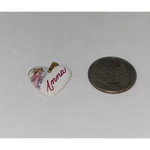 "Anna” Heart Shaped Kiln Fired Porcelain Metal Bail Pendant  Pendant ONLY  - Picture 1 of 3