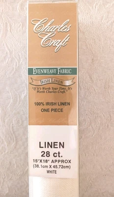 Tela punto de cruz Charles Craft 100 % lino irlandés blanca 28 unidades 15x18" Foto 1 de 4