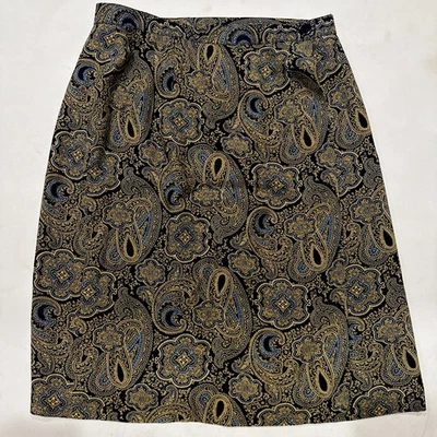 Talbots Multi-color Beige Blue Paisley A-Line  Skirt Lined -2P - Image 1 of 4