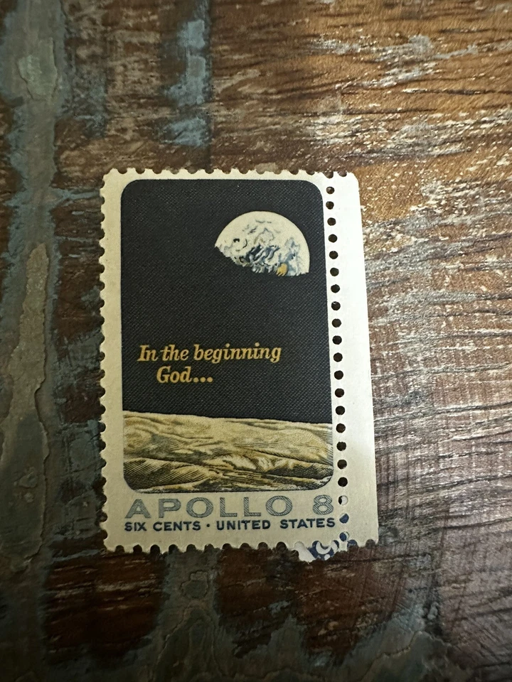 APOLLO 8 SIX CENTS IN THE BEGINNING GOD STAMP Vintage - Image 1 of 1