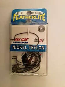 Eagle Claw Lazer Sharp Featherlite Finesse L713G Nickel Teflon Wide Gap hooks - Picture 1 of 8