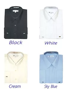 CAMISA DE VESTIR BÁSICA PARA HOMBRE MEZCLA ALGODÓN PUÑO FRANCÉS CUATRO COLORES SG 03F - Imagen 1 de 10