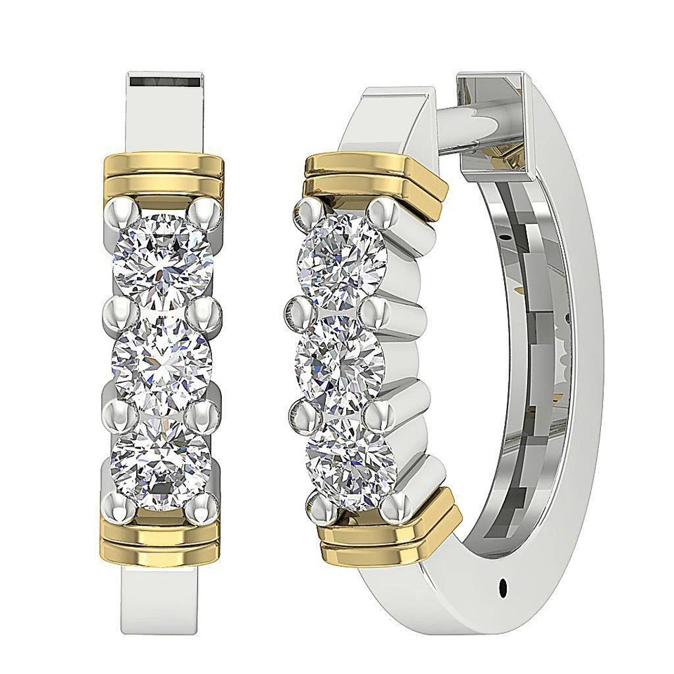 Hoop Earring I1 G Natural Diamond 0.50 Ct 14K Two-Tone Gold Prong Set Appraisal - Image 1 of 4