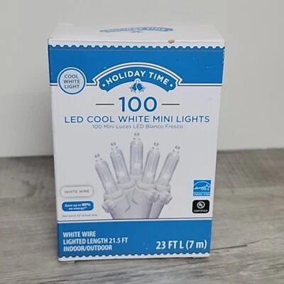 Holiday Time 100 LED Cool White Mini Faceted String Lights White Cord In/Outdoor - Image 1 of 4