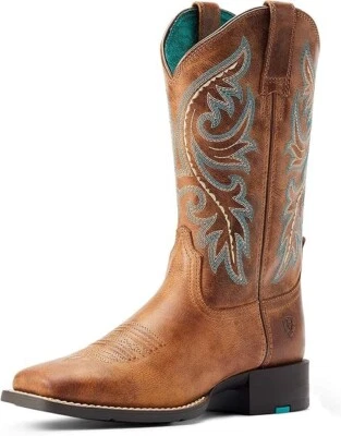 Ariat 女士圆形后拉链沙漠沙棕西靴 6 美国 B 中号 — 第 1/4 张图片