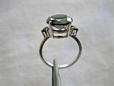 3.37ct REAL 3-DIAMONDS BLACK DIAMOND RING,CERTIFICATE,FREE DIAMOND TESTER,SIZE 8 - Image 1 of 4