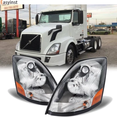 Pair Fit For Volvo VNL VN VNM 2004-2018 Chrome Headlight Assembly Left&Right Foto 1 de 4