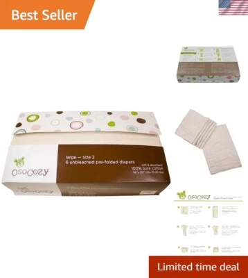 6 件装 2 码未漂白棉质婴儿尿布 - 柔软、耐用、吸水性 — 第 1/4 张图片